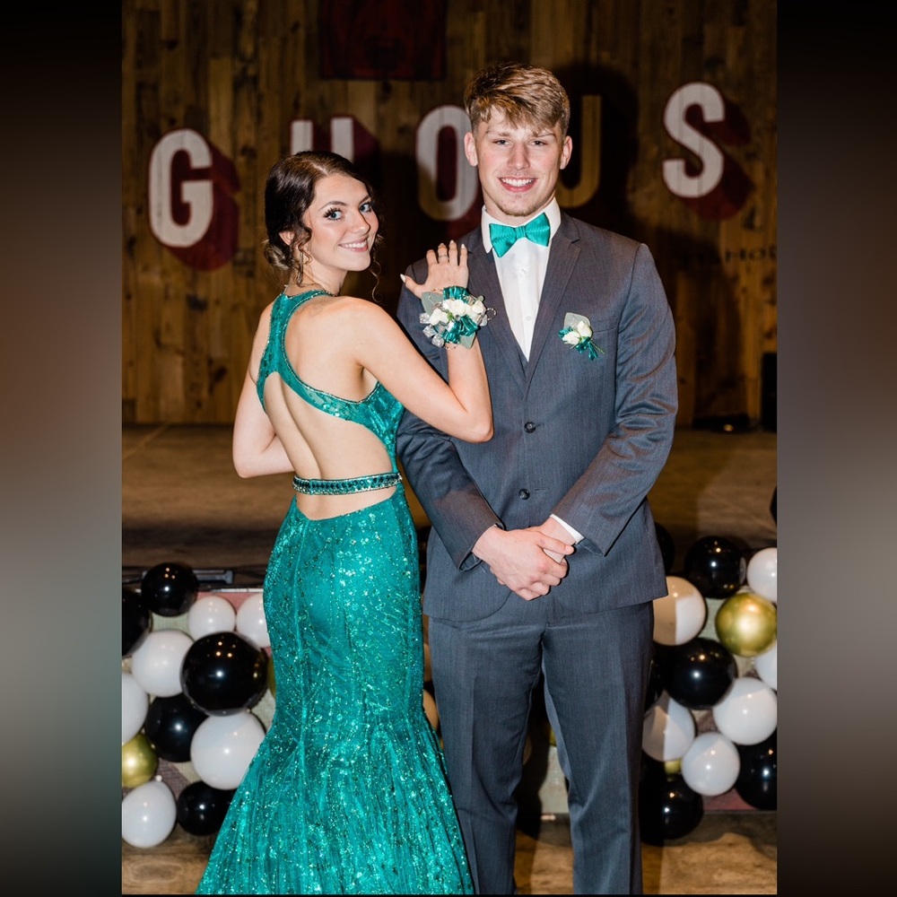 Ellie Wilde Teal Sequin Prom Dress - Picture 7 of 7
